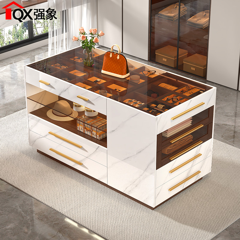 衣帽间中岛台卧室落地展示柜首饰收纳柜家用斗柜储物柜定制K10