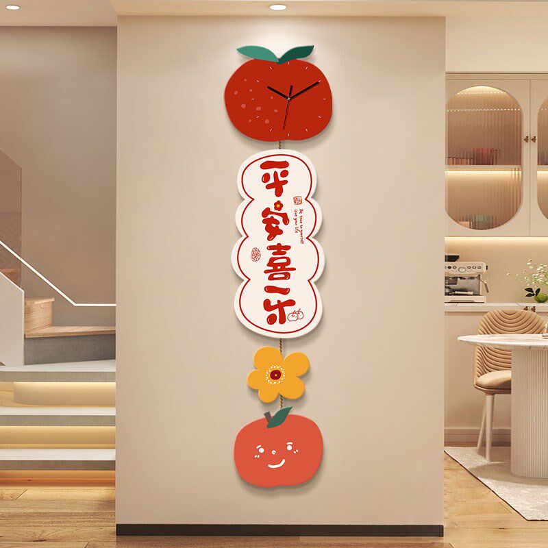 平安喜乐玄关装饰画时钟表客厅沙发电视机背景墙挂画走廊过道壁画