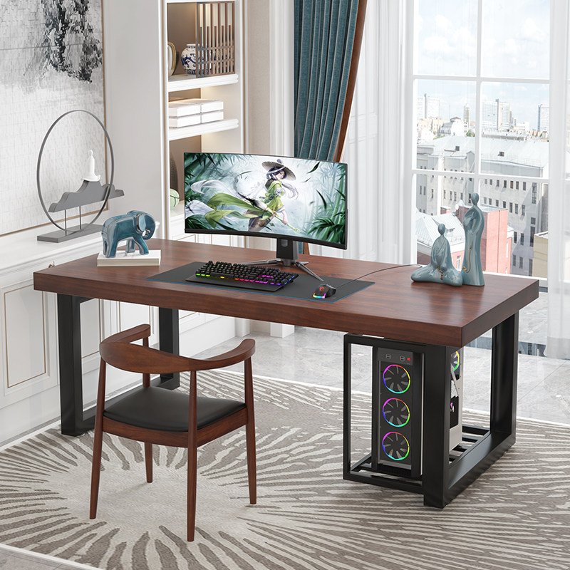 电脑桌带主机柜下托架悬空主机架书桌办公桌学习者工作台写字台