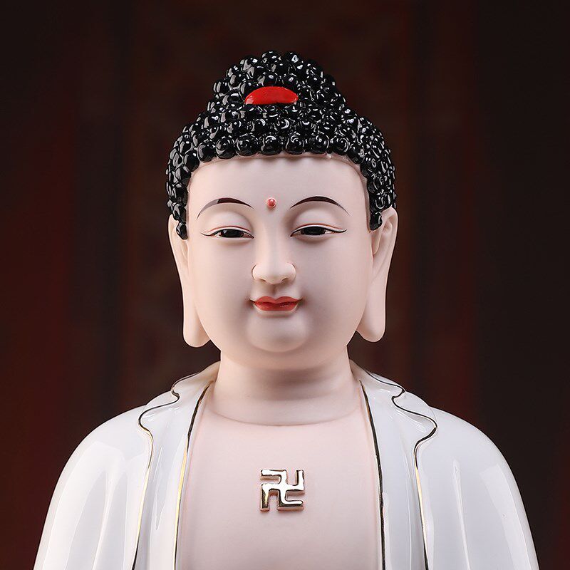 戴玉堂陶瓷如来佛阿弥陀佛释迦摩尼佛药师三宝佛佛像供奉家用摆件