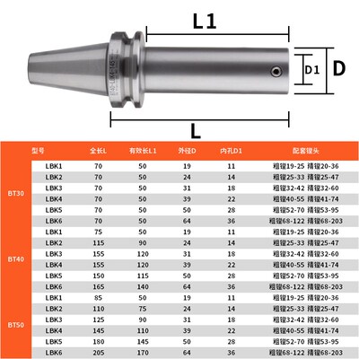 PQT精镗刀柄粗镗连杆加工中心镗深孔抗震连接柄BT50-LBK2-3-4-5-6