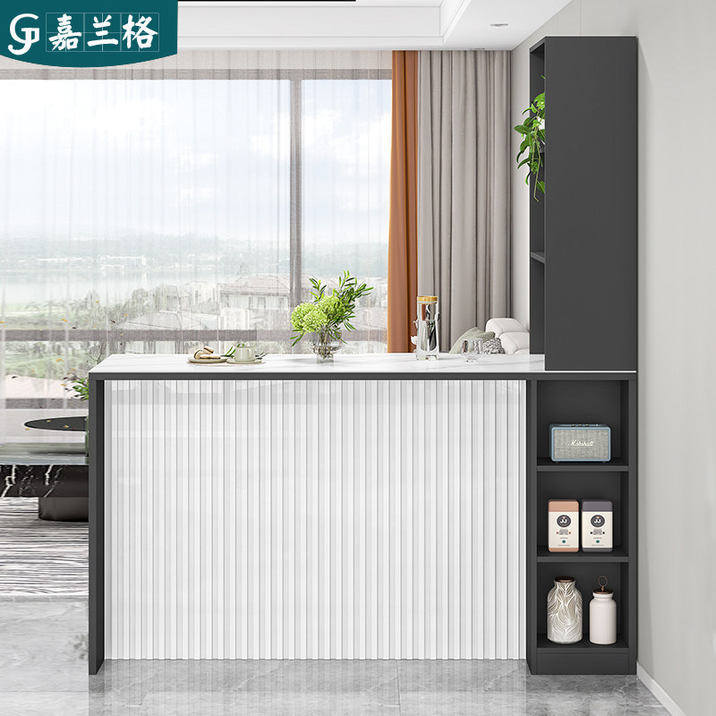 岩板岛台餐桌一体吧台家用轻奢开放式厨房隔断吧台柜酒柜储物柜子