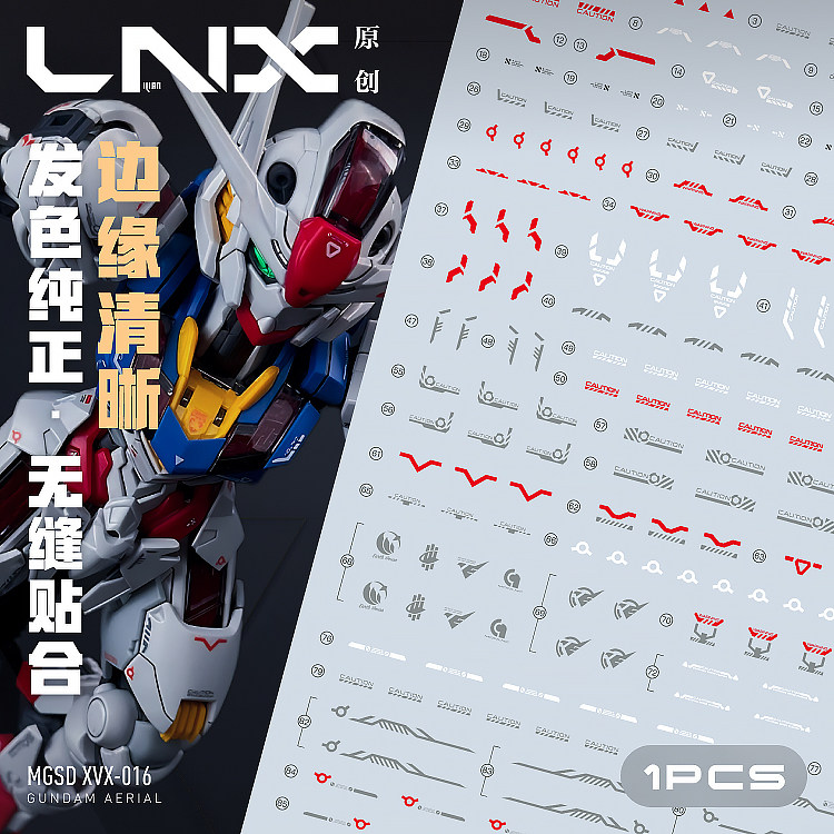 thumbnail for 【Lnx Original】Mgsd Aerial Gundam/Mercury Witch/High-Precision Decals/One Sheet/Numbering Instructions