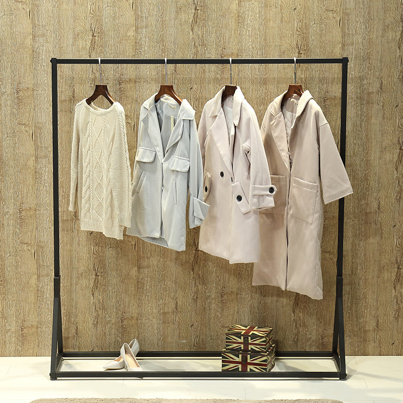 欧式铁艺服装架展示架 落地式婚纱陈列架 服装店货架侧挂龙门衣架