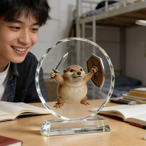 我的刀盾狗猎奇搞怪柴犬水晶摆件