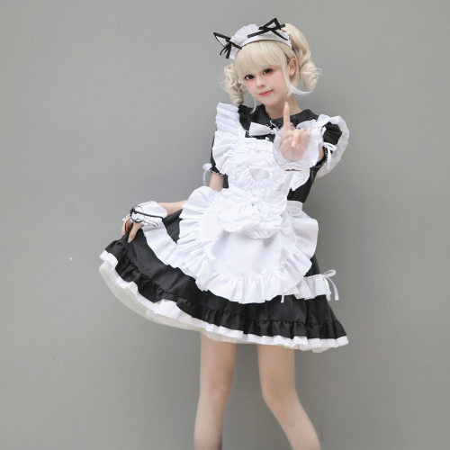 跨境亚马逊 日系萌妹秋叶原豪华女仆服装 COSPLAY演出服 网红直播
