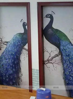 古典风景山水门贴画衣柜贴自粘中式玄关装饰画包邮中国风福字门贴