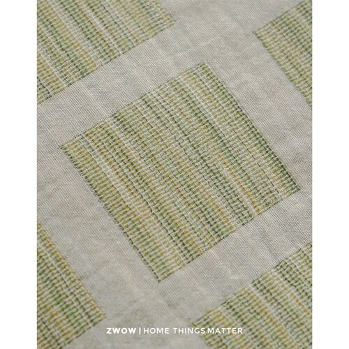 造卧zwow双层纱A类纯棉全棉绿竹色格纹新中式四件套夏天2024新款