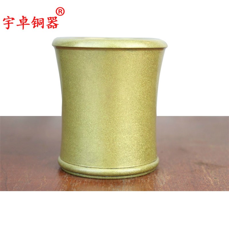 宇卓铜器 纯铜笔铜黄铜笔筒圆形笔筒光面笔筒工艺品摆饰
