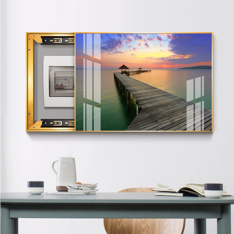 电表箱装饰画客厅背景墙风景挂画餐厅开关盒遮挡壁画轻奢晶瓷镶钻