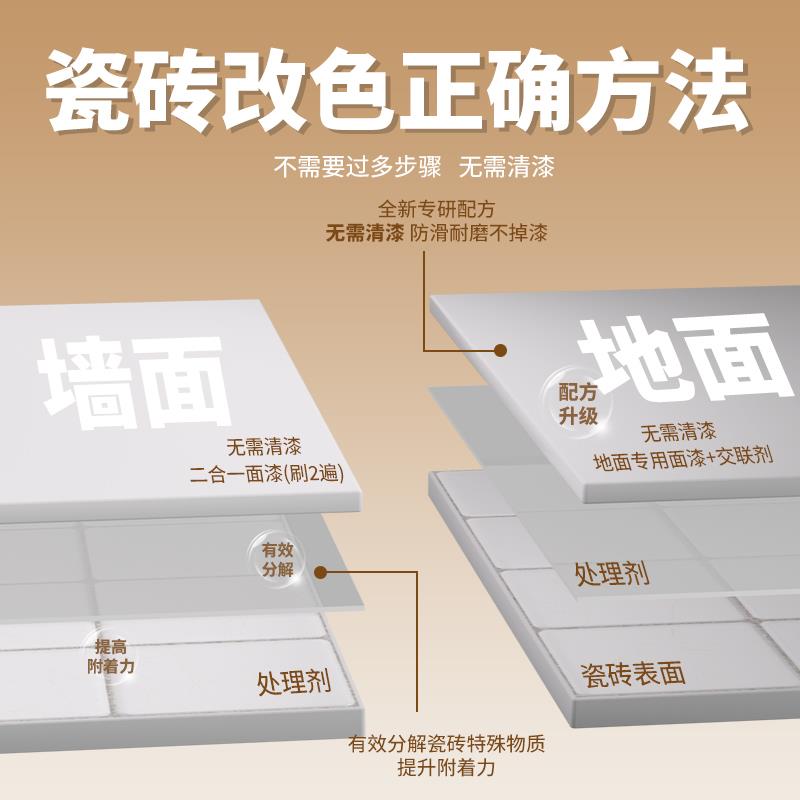 瓷砖改色漆卫生间翻新专用漆厕所地面地板砖改造大理石防水台面漆