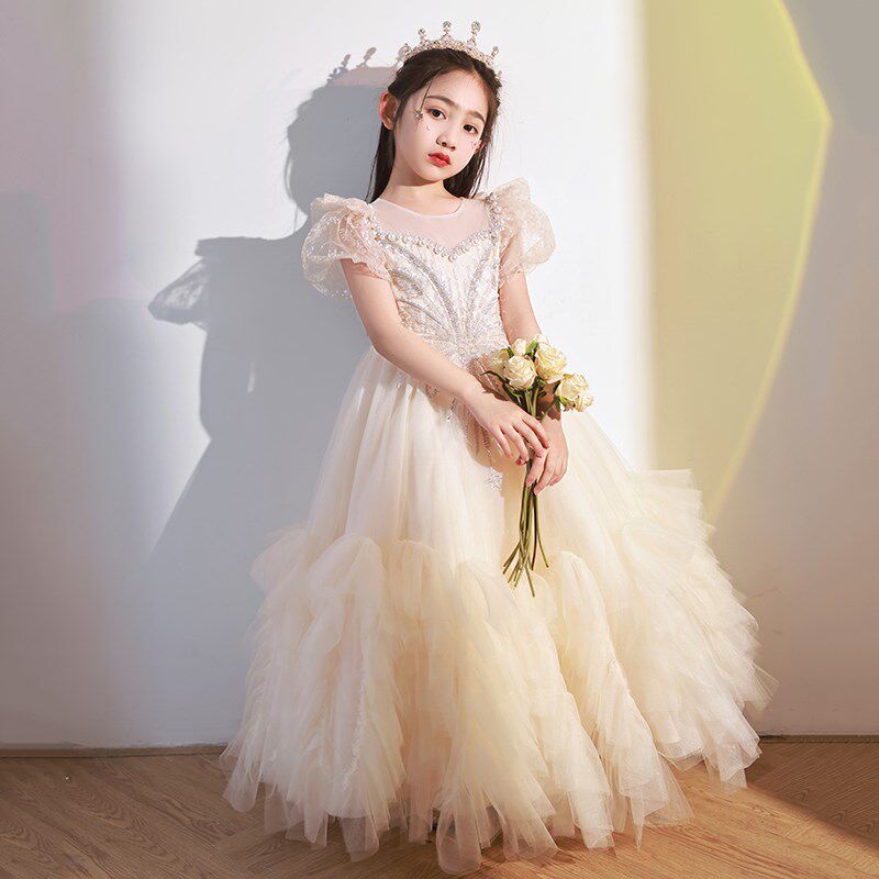 儿童生日宴晚礼服小女孩主持人高端花童婚礼公主裙钢琴走秀演出服