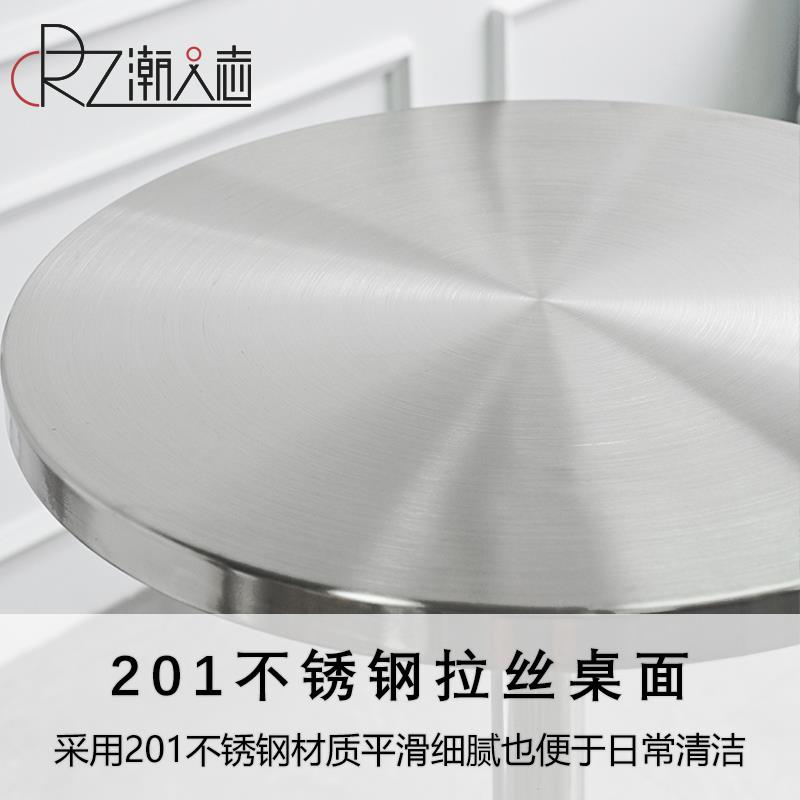 不锈钢吧台桌家用轻奢个性小吧台loft工业风甜品奶茶店高脚圆桌子