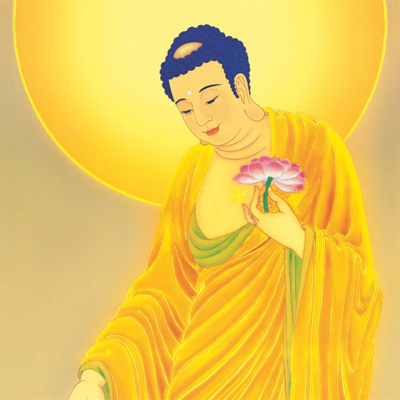 国画人物佛像 西方三圣画像卷轴挂画 阿弥陀佛观音菩萨大势至菩萨