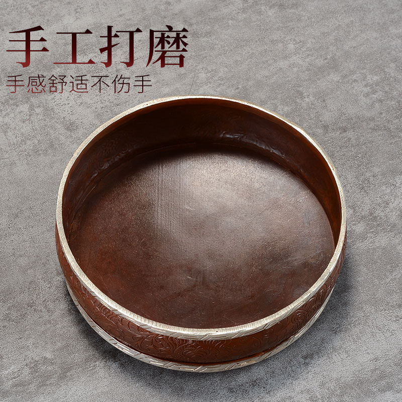 藏村紫铜尼泊尔手工曼扎盘修盘雕花曼茶罗盘居家桌面修盘摆件