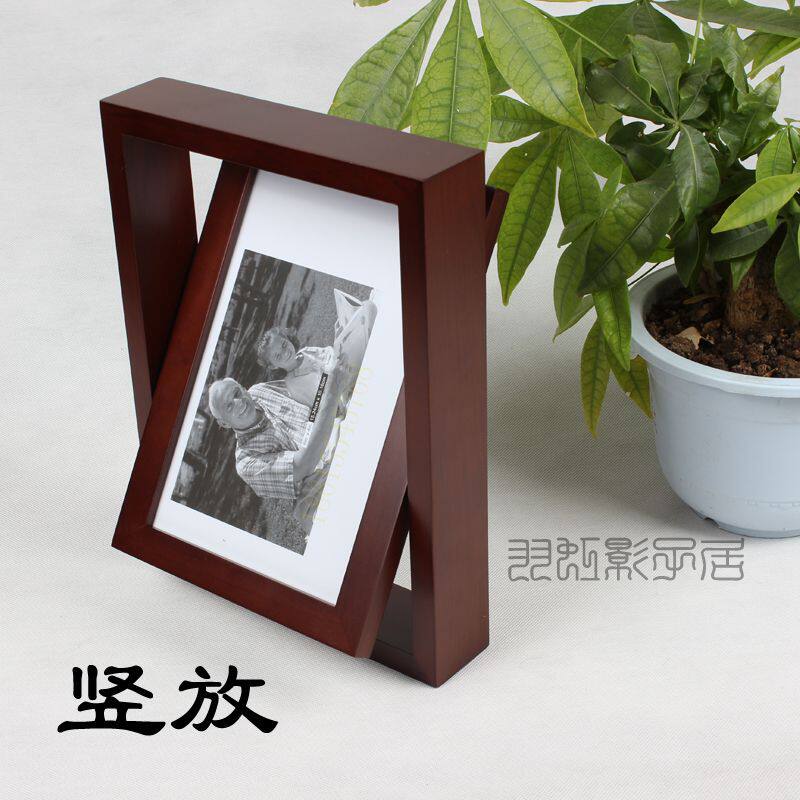 古典9寸大号实木风车旋转双面相框画框相架独特创意两面摆台包邮