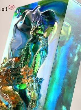 tittot琉园新中式琉璃工艺品创意龙摆件高端龙腾摘星乔迁高升礼品