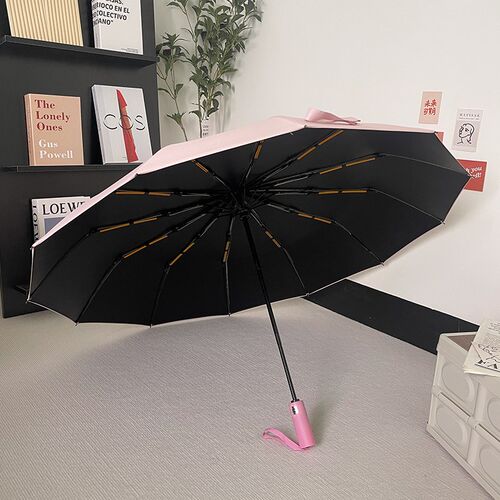 全自动12骨双龙骨加厚加固抗风黑胶遮阳防晒雨伞太阳伞学生两用伞