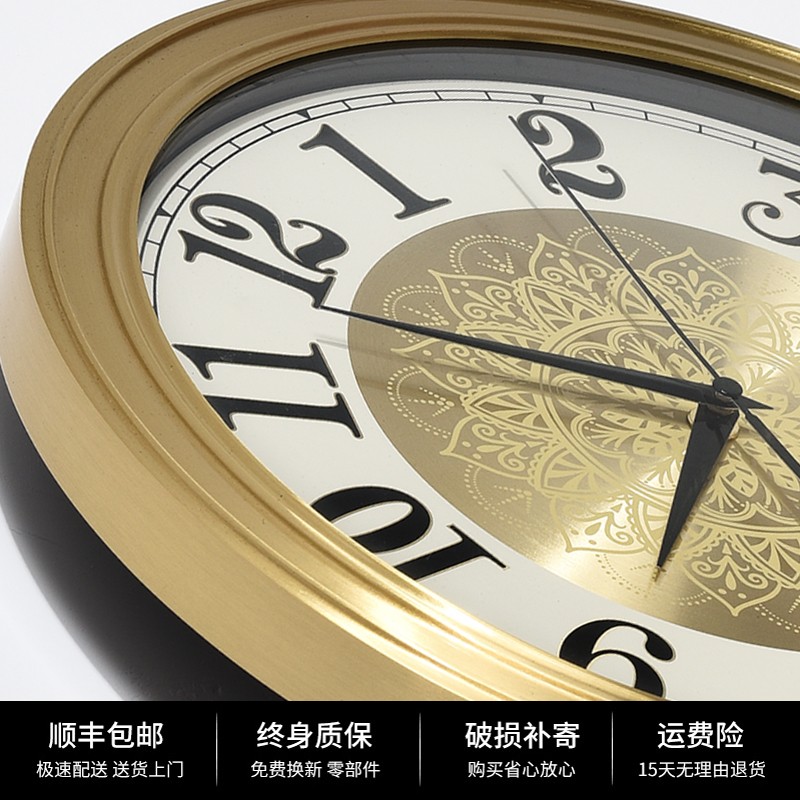 欧式挂钟轻奢纯铜钟表客厅时尚简约时钟创意餐厅过道家用大气挂表
