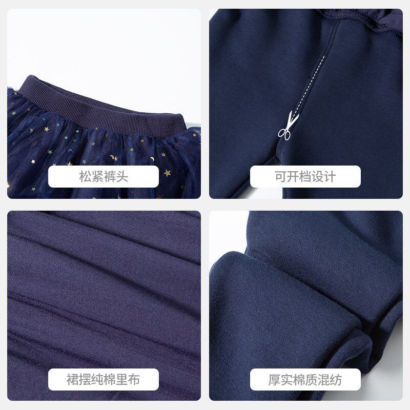 女宝宝加绒加厚裙裤女童冬装打底裤婴儿小童裤子儿童秋冬季假两件