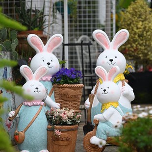 佳鲤推荐免子多肉花盆绿植盆栽户外花园装饰摆件庭院兔子一家