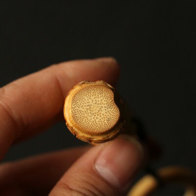 精品纯手工精磨天然带竹钉实心竹手把件竹根雕老玉竹把玩挂件竹根