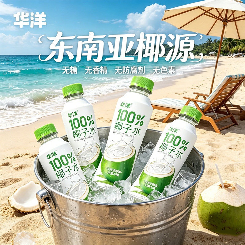 华洋 420ml 椰子水无添加天然电解质健身补水纯正椰汁饮料14
