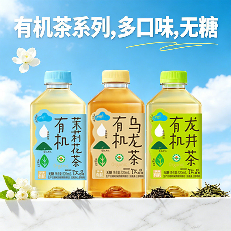 华洋龙井茶520ml有机无糖茶饮料杭州龙井绿茶0糖夏季解暑茶饮品5