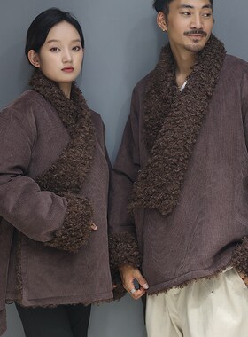 2021新款冬季藏式棉衣加厚藏服藏装男情侣装藏族衣服女黑色系腰带