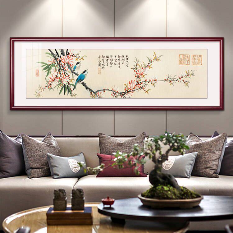 新中式客厅卧室装饰画主卧花鸟图案温馨床头挂画酒店宾馆禅意壁画