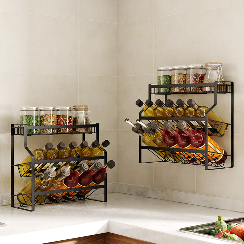 304不锈钢调味架调料架碗碟架三四层厨房置物架可斜放储物架