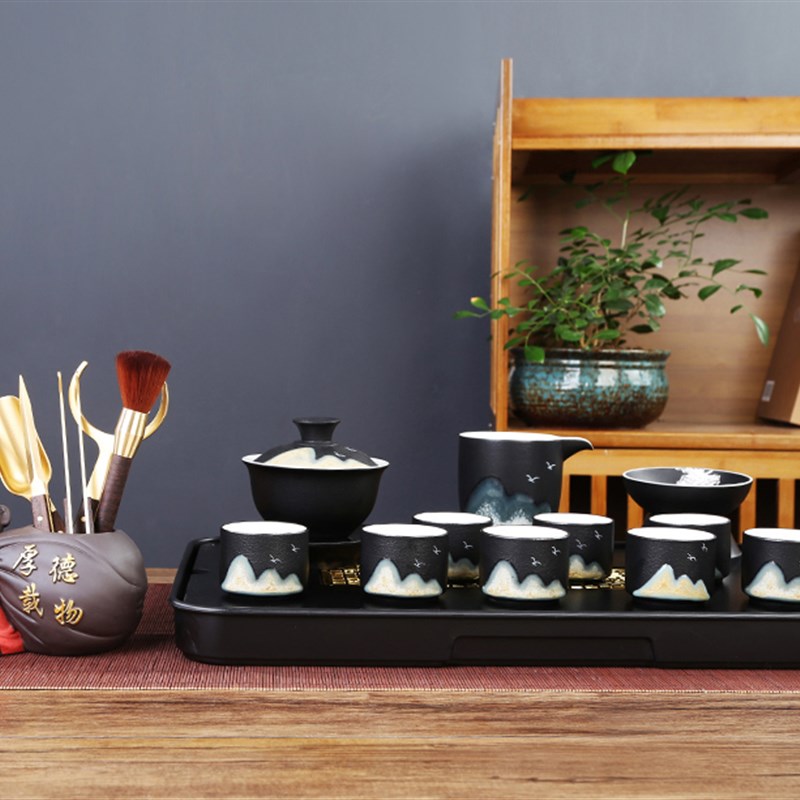 紫砂茶道六君子套装洗茶具用品全套厚德载物茶台工具泡茶茶具配件