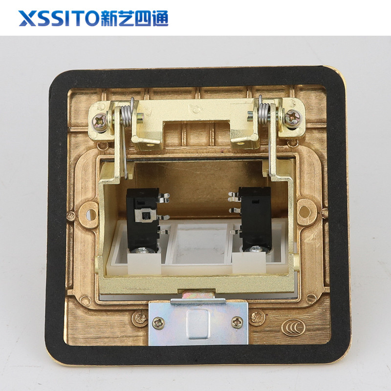 6.5mm话筒地插座双口6.35麦克风大二芯地面插座弹起式防水地板插