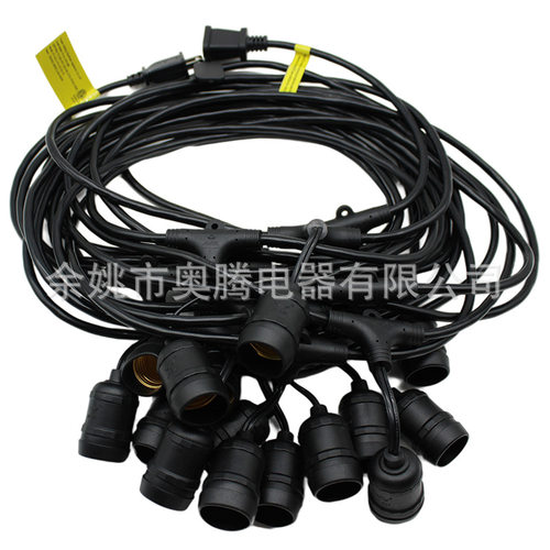 宁波跨境供应美标灯串线 美规高压16AWG 48ft 24灯户外防水灯串线