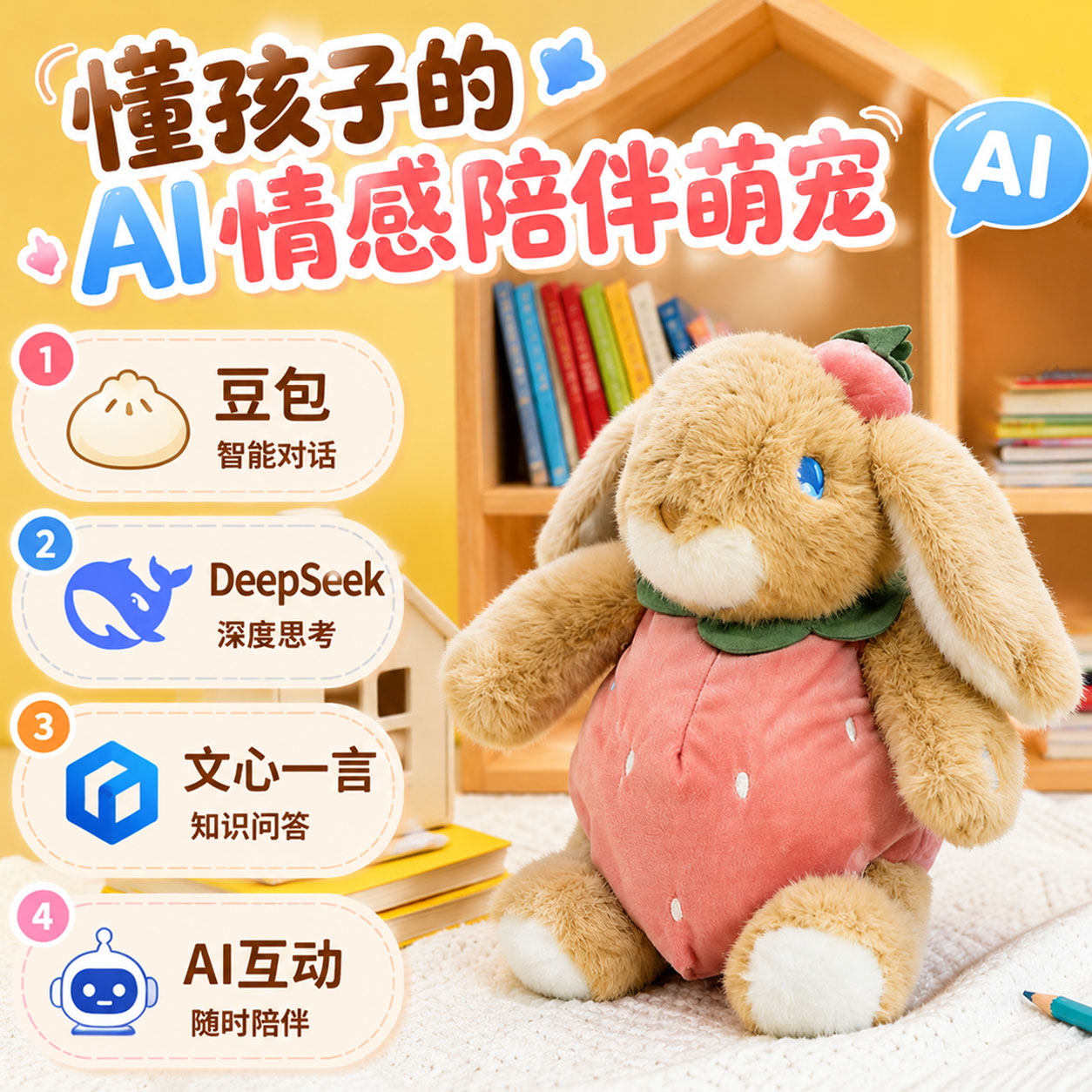 送礼推荐】AI兔子智能毛绒玩偶