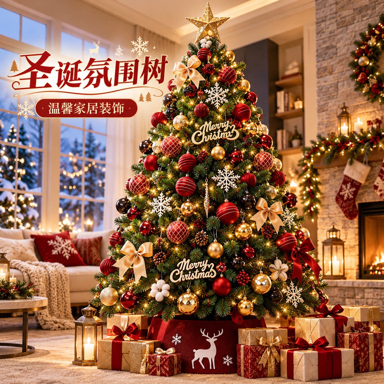 圣诞节家用仿真树氛围道具摆件