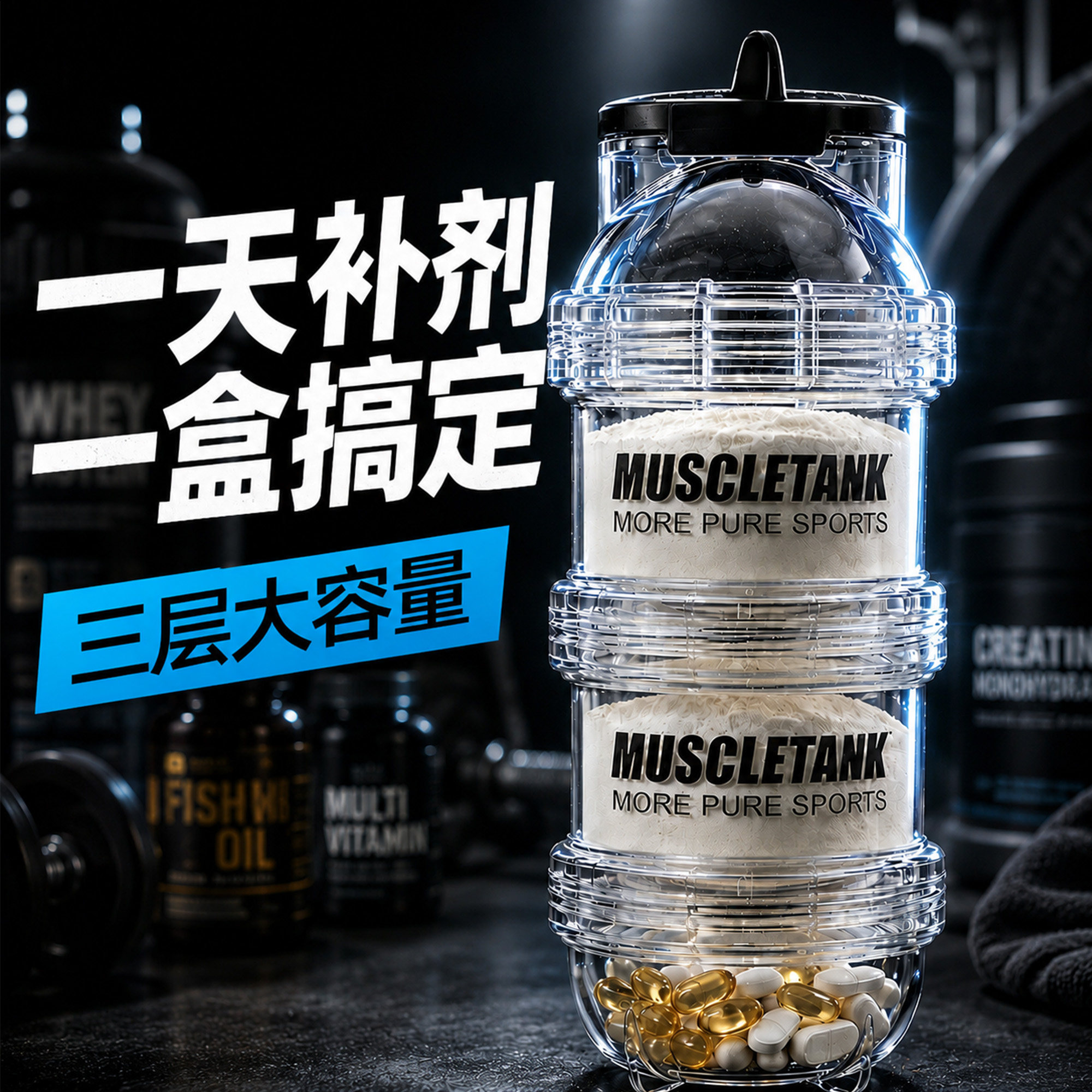 肌肉坦克蛋白粉分装盒