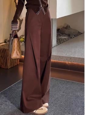 阔腿裤女2025秋季新款窄版显瘦拖地直筒风笛裤