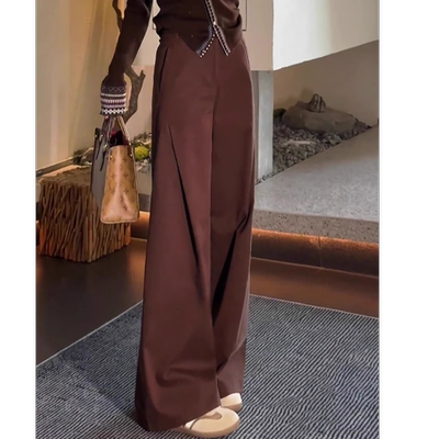 阔腿裤女2025秋季新款窄版显瘦拖地直筒风笛裤