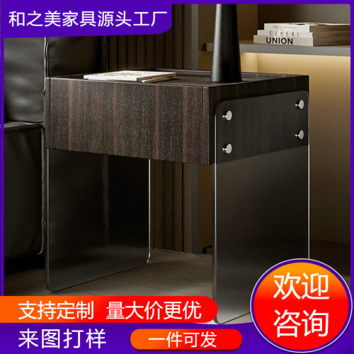 意式极简床头柜现代简约设计感创意北欧卧室收纳床边柜 ins储物柜