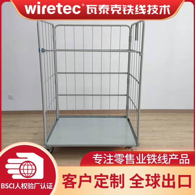 物流搬运手推可移动工厂仓库理货仓储搬运物流折叠周转笼车台车图片
