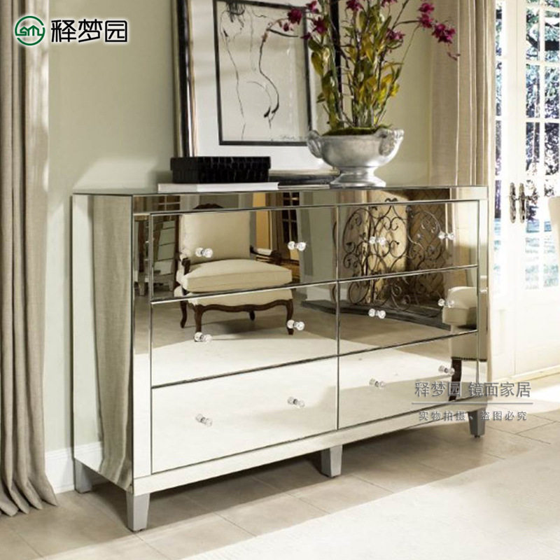 北欧式镜面玻璃玄关餐边柜抽屉式