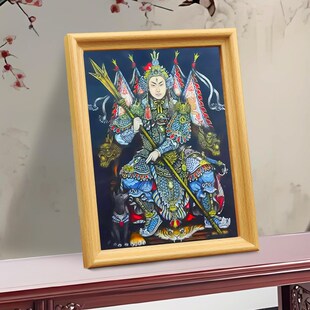 二郎神杨戬神像画家用供奉摆件二郎真君画像挂画天神将军相框摆台