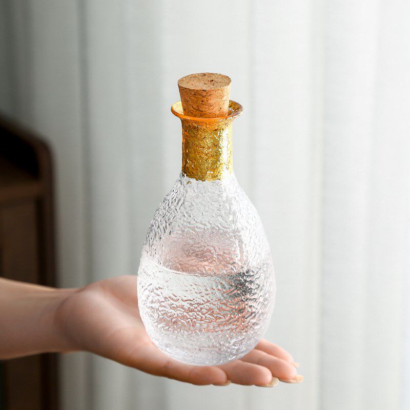 轻奢手工金箔白酒杯分酒器套装家用烫酒温酒壶玻璃小酒杯酒具中式