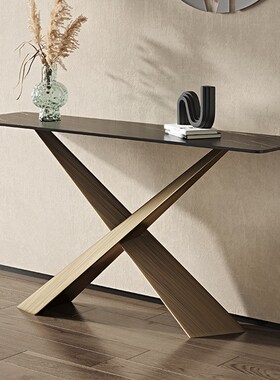 DEGAS意式轻奢玄关桌简约小户型门厅走廊端景台靠墙不锈钢玄关台