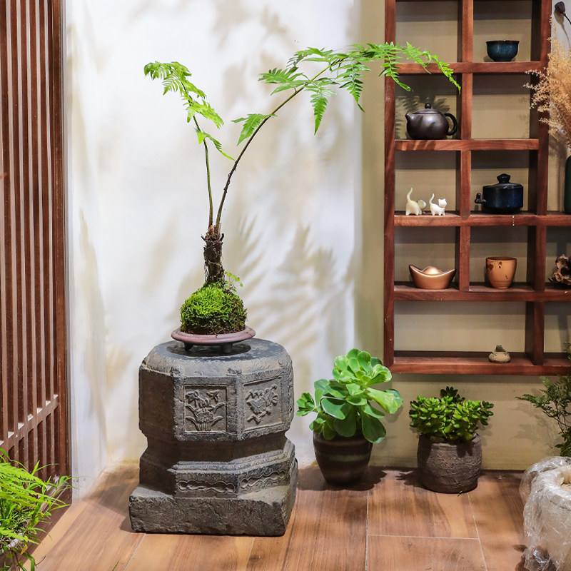 陋石坊仿石柱墩底座家用花盆石墩园林造景柱础庭院花园装饰摆件
