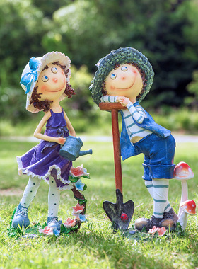 花园装饰 庭院布置摆件户外幼儿园装饰摆件卡通人物小孩雕塑摆件