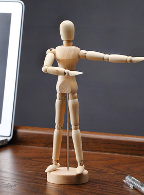 男生人偶人物手办房间木偶创意木头人孩子装饰品小办公室桌面摆件