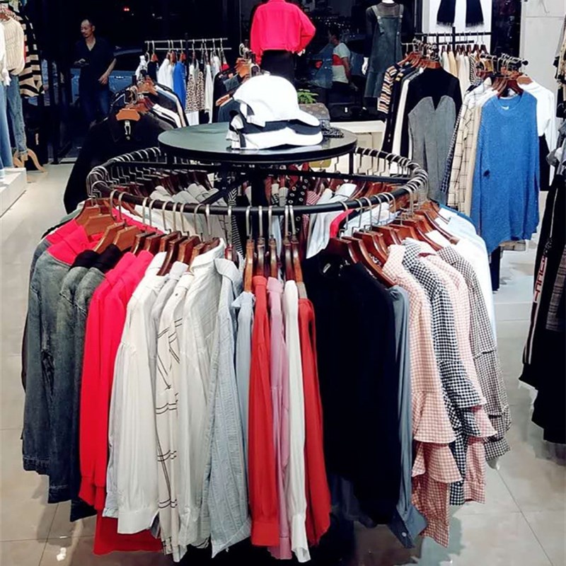 店服装圆形旋转展示架简约衣挂架中岛货架男女裤架童装店陈列架子