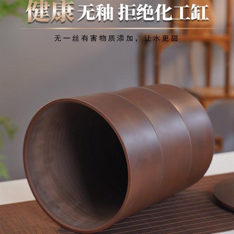 滇匠云南建水紫陶水缸家用储水用陶瓷桶带盖老式抽水茶道装纯净水